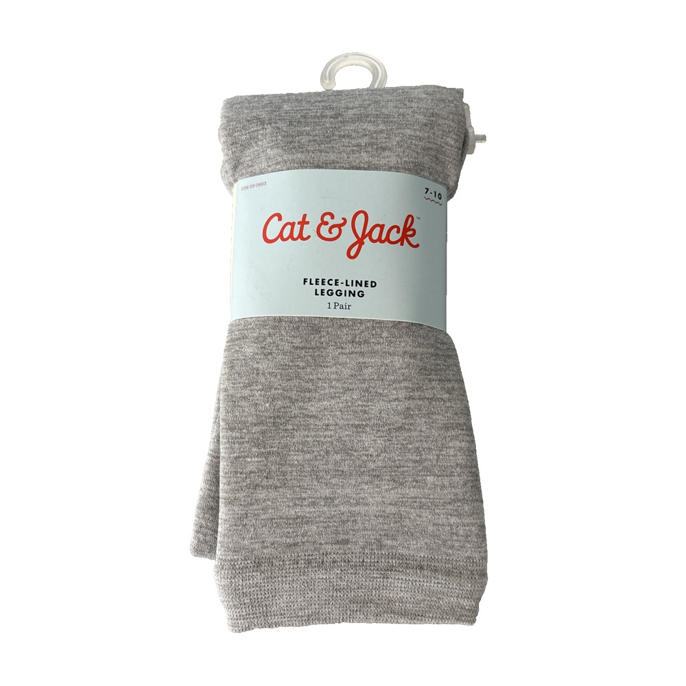 Cat & Jack Girls Fleece Lined Footless Leggings Gray, Size 7-10, 1 Pair, NEW